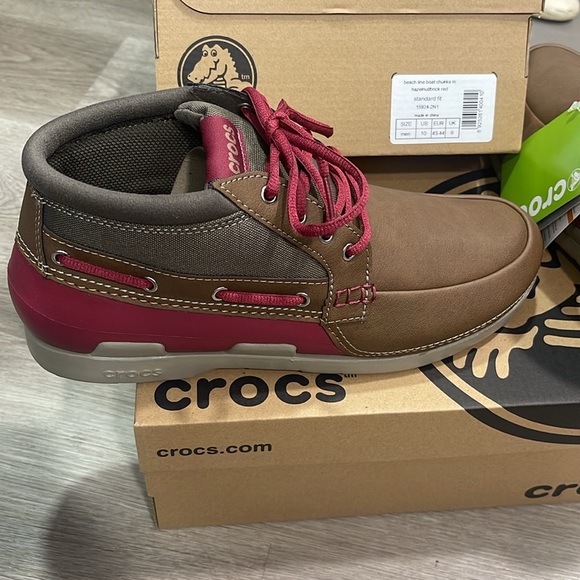 Crocs Beach line Boat Chukka Hazelnut Brick Red Men’s Shoes NEW - Picture 10 of 14